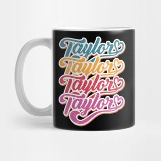 Retro Personalized TAYLOR Girl First Name  Repeated Text Mug